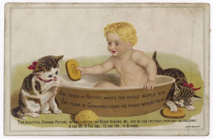 Framed Print : CHILD IN BATH AND CAT Framed Print : CHILD IN BATH AND CAT