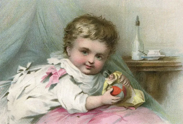 Framed Print : CHILD IN BED 2 / 3 C1880 Framed Print : CHILD IN BED 2 / 3 C1880