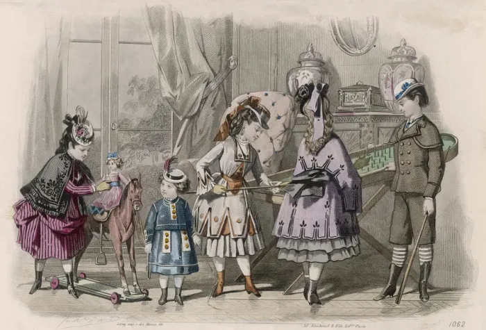 Framed Print : Child Fashions circa 1870 Framed Print : Child Fashions circa 1870