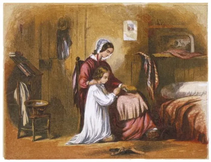Framed Print : Child & Mother Praying Framed Print : Child & Mother Praying