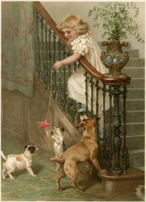 Framed Print : Child and her Pets Framed Print : Child and her Pets