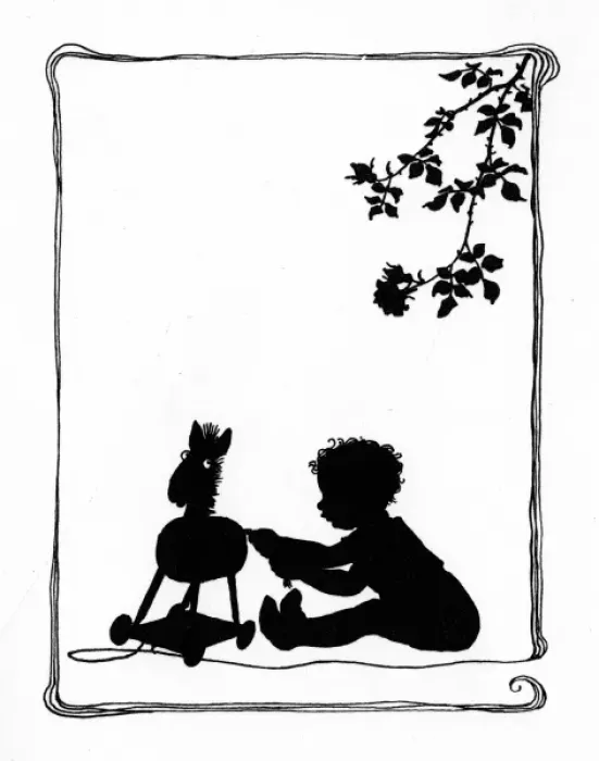 Framed Print : Child playing with a toy horse