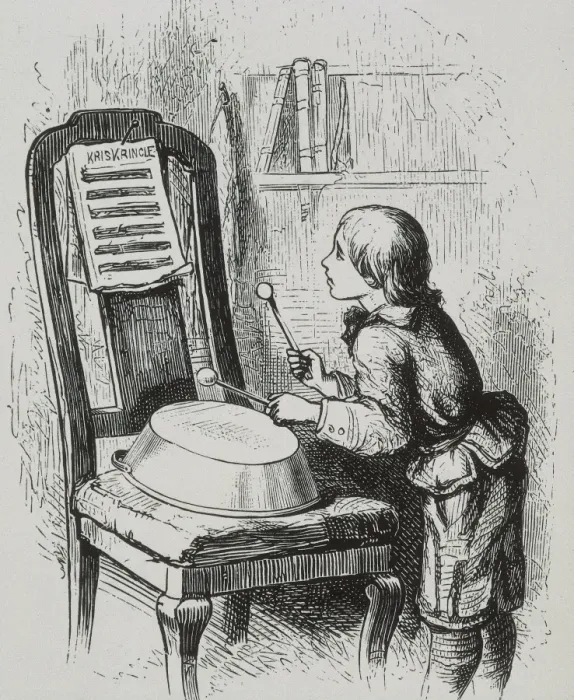 Framed Print : A child pretending he is a musician. Illustration Framed Print : A child pretending he is a musician. Illustration