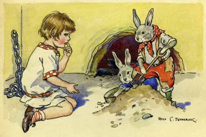 Framed Print : Child with rabbits Framed Print : Child with rabbits