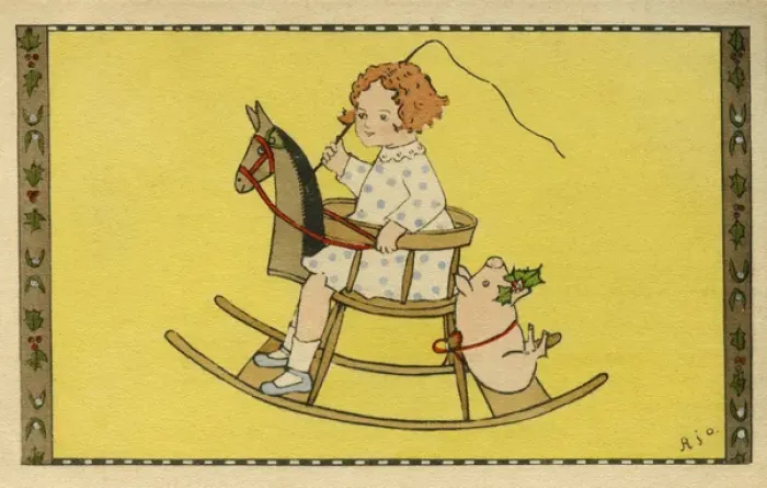 Framed Print : Child on a rocking horse Framed Print : Child on a rocking horse
