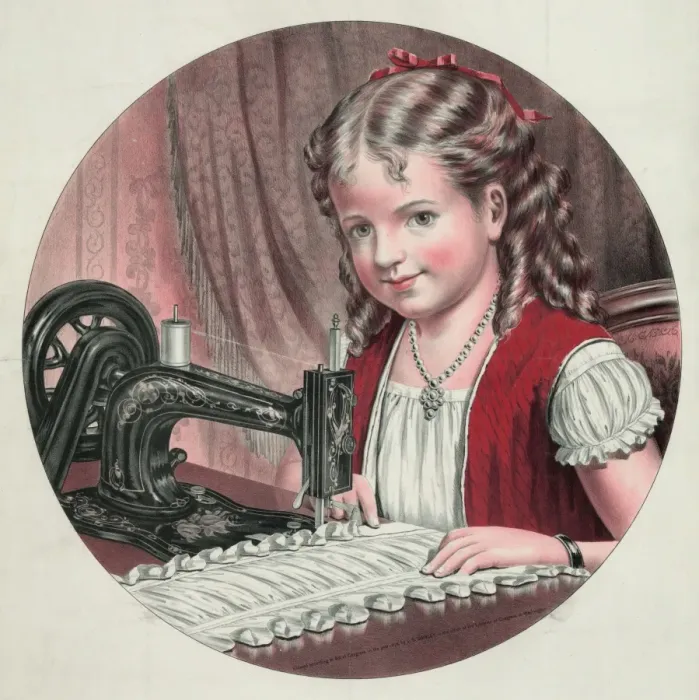 Framed Print : Child at sewing machine Framed Print : Child at sewing machine