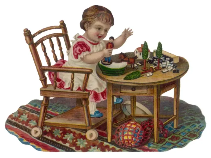 Framed Print : Child with Toys - Scrap Framed Print : Child with Toys - Scrap