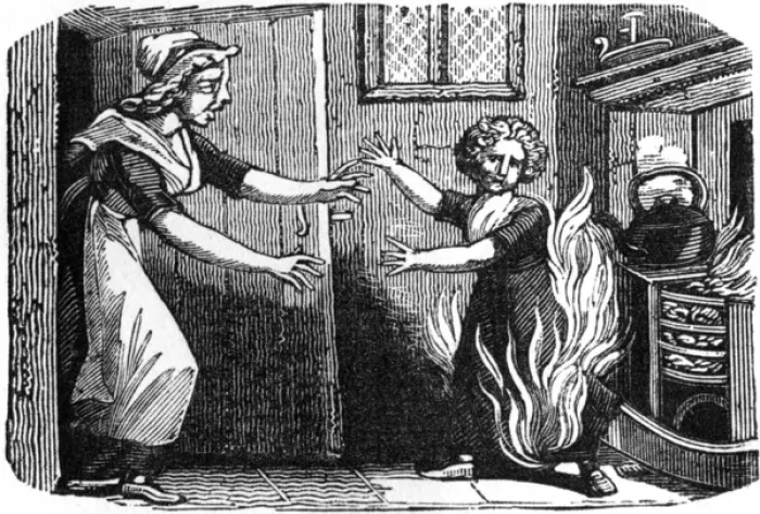 Framed Print : Child who played with fire, c. 1800 Framed Print : Child who played with fire, c. 1800