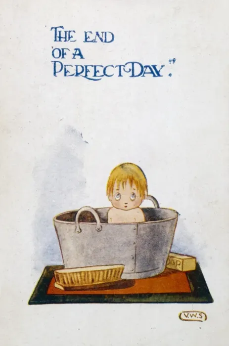 Framed Print : Child in Zinc Bath 1919 Framed Print : Child in Zinc Bath 1919
