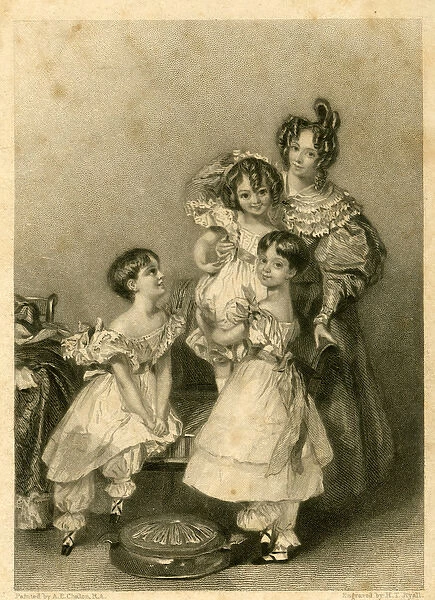 Childhood -- woman and three children