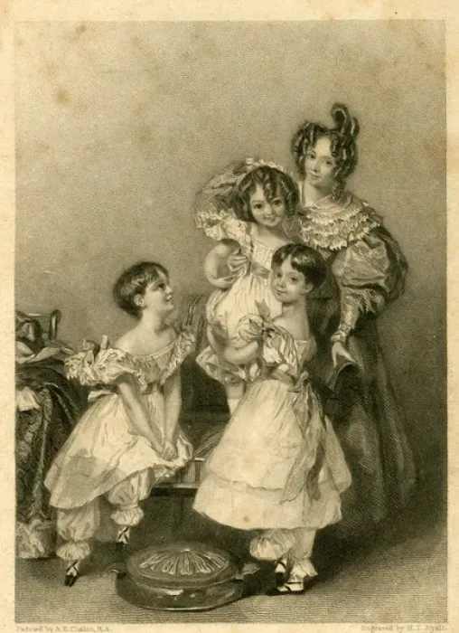 Framed Print : Childhood -- woman and three children Framed Print : Childhood -- woman and three children