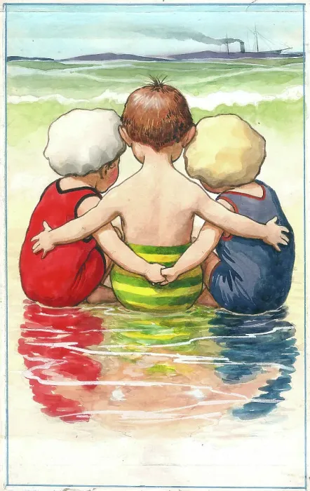 Framed Print : Three children on beach Framed Print : Three children on beach