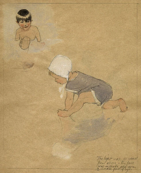 Two children on a beach by Muriel Dawson