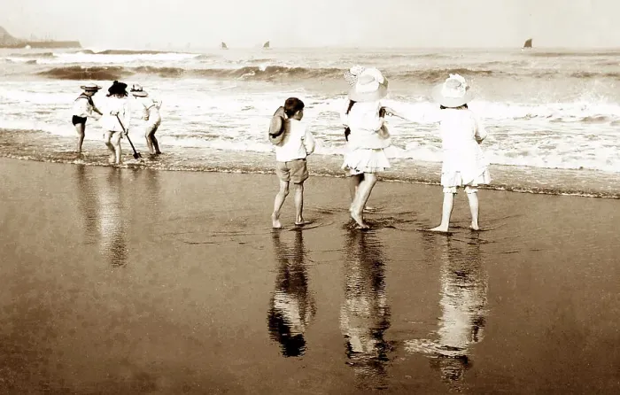 Framed Print : Children on the Beach Victorian period Framed Print : Children on the Beach Victorian period