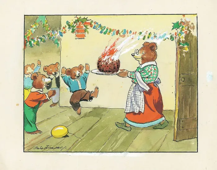 Framed Print : Children, Bears, Postcard, Plum Pudding Framed Print : Children, Bears, Postcard, Plum Pudding