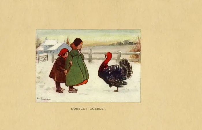 Framed Print : Children and a big turkey Framed Print : Children and a big turkey