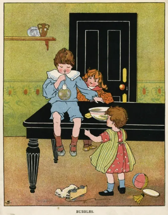 Framed Print : Children Blow Bubbles Framed Print : Children Blow Bubbles