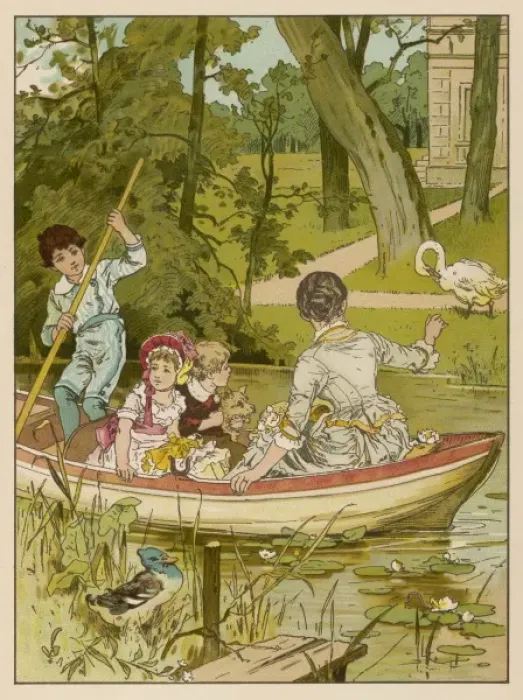 Framed Print : Children Boating W Mama Framed Print : Children Boating W Mama