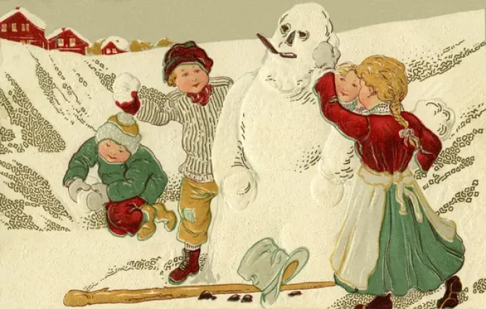 Framed Print : Children building a snowman Framed Print : Children building a snowman