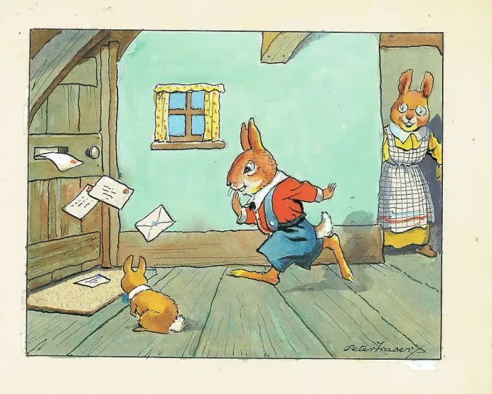 Framed Print : Children, Bunnies, Post Framed Print : Children, Bunnies, Post