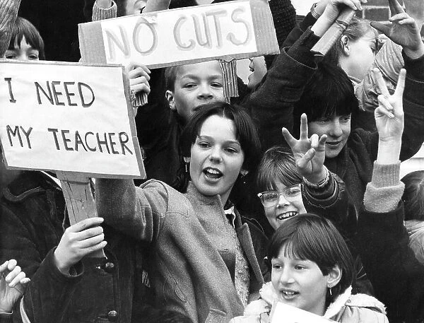 Children campaigning against education cuts, Essex