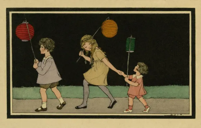 Framed Print : Children with Chinese lanterns Framed Print : Children with Chinese lanterns