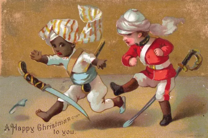 Framed Print : Two children on a Christmas card Framed Print : Two children on a Christmas card
