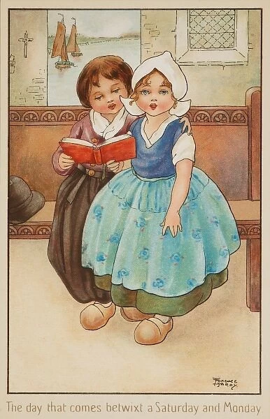 Two Children in a Church by Florence Hardy