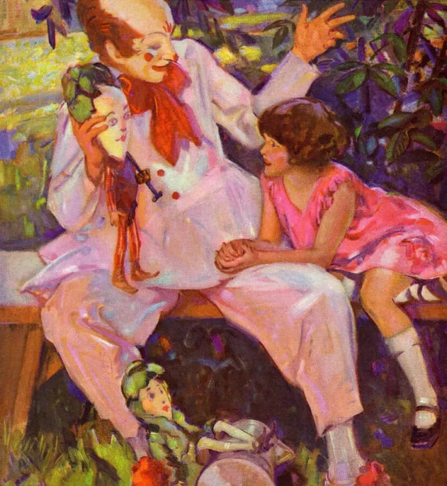 Framed Print : Children & clown Framed Print : Children & clown