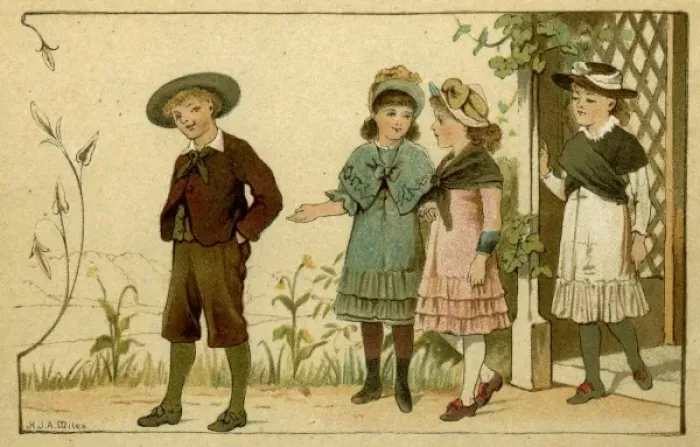 Framed Print : Four children on country walk Framed Print : Four children on country walk