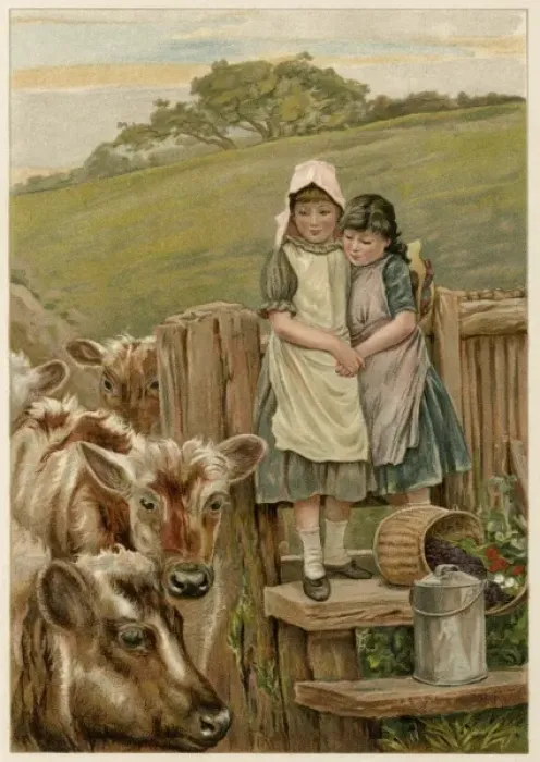 Framed Print : Children and Cows 1890 Framed Print : Children and Cows 1890