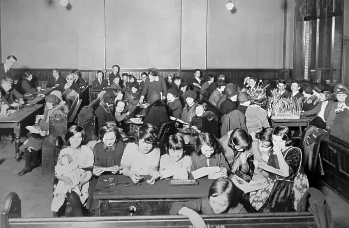 Framed Print : Children at a Cripples Guild meeting, probably 1930s Framed Print : Children at a Cripples Guild meeting, probably 1930s