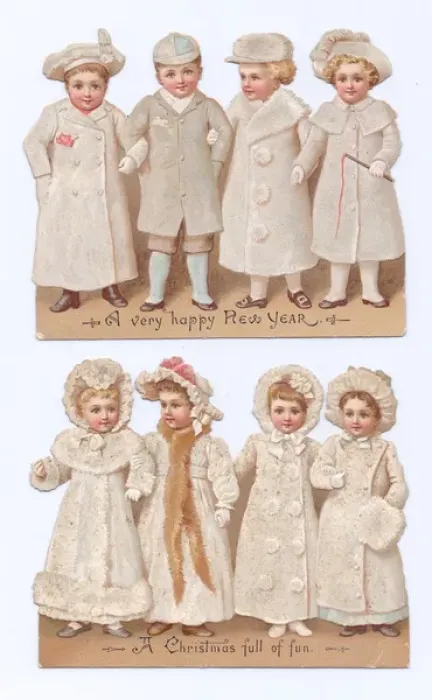 Framed Print : Children on cutout Christmas and New Year cards Framed Print : Children on cutout Christmas and New Year cards