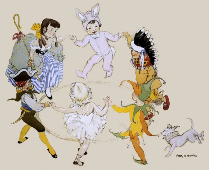 Framed Print : Children dancing in fancy dress Framed Print : Children dancing in fancy dress