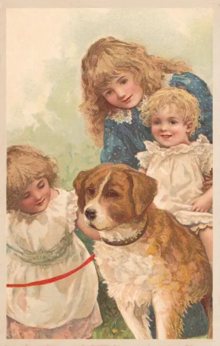 Framed Print : Children and a dog Framed Print : Children and a dog
