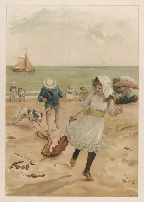 Framed Print : Children and Dog Onbeach Framed Print : Children and Dog Onbeach