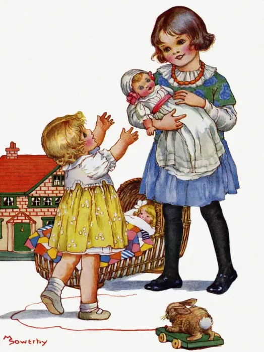 Framed Print : Children and dolls Framed Print : Children and dolls