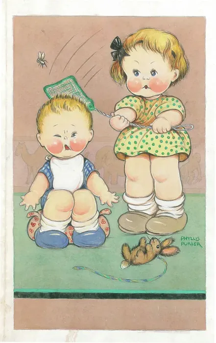 Framed Print : Children dressing up playing Children's Postcard