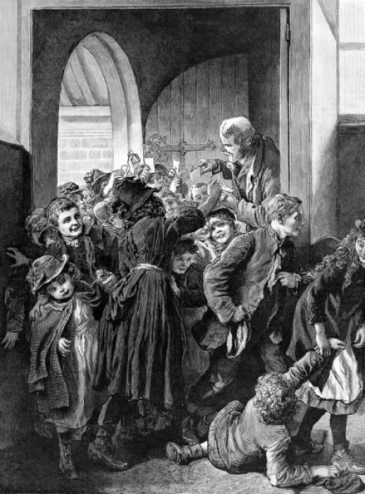 Framed Print : Children entering King Edwards Mission, Whitechapel, 1890 Framed Print : Children entering King Edwards Mission, Whitechapel, 1890