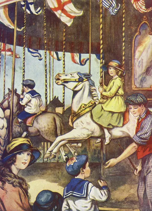 Framed Print : Children on a fairground carousel Framed Print : Children on a fairground carousel