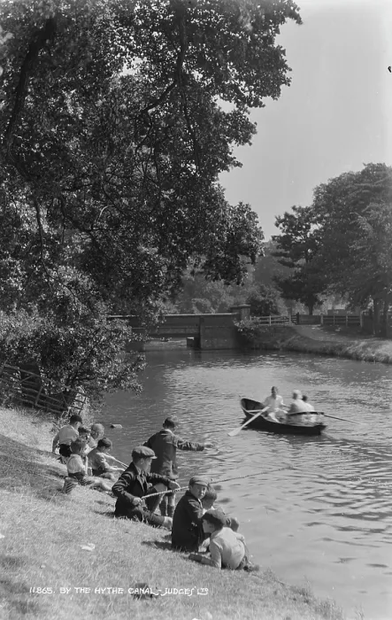 Framed Print : Children Fishing by the Hythe Canal Framed Print : Children Fishing by the Hythe Canal