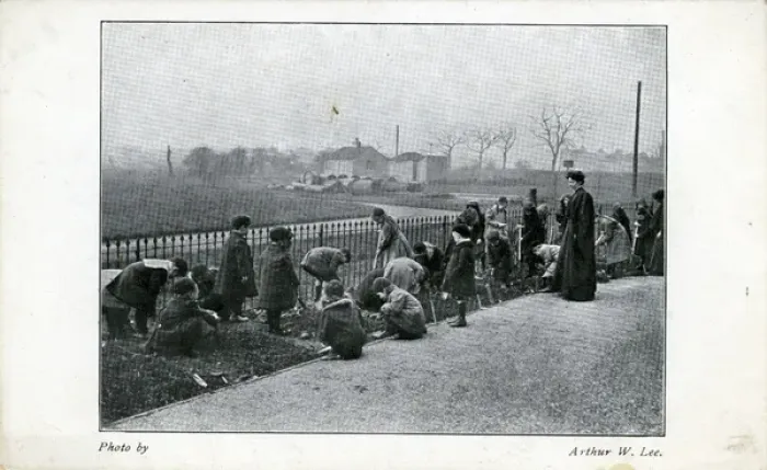 Framed Print : Children Gardening, Thought to be at Muswell Hill, London Framed Print : Children Gardening, Thought to be at Muswell Hill, London
