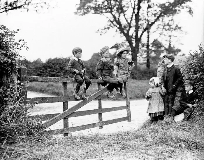 Framed Print : Children on the Gate Victorian period Framed Print : Children on the Gate Victorian period