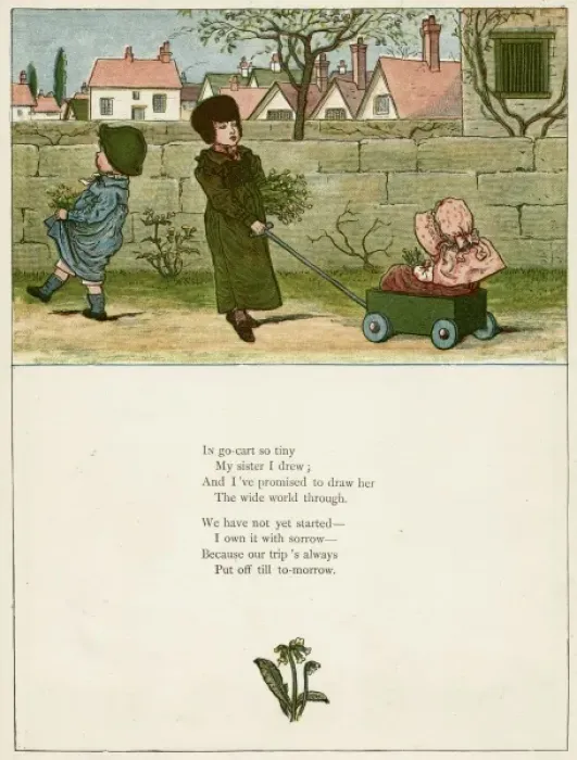Framed Print : Three children with a go-cart Framed Print : Three children with a go-cart