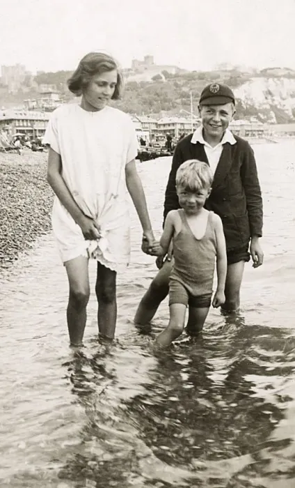 Framed Print : Three children having a paddle - Dover, Kent Framed Print : Three children having a paddle - Dover, Kent
