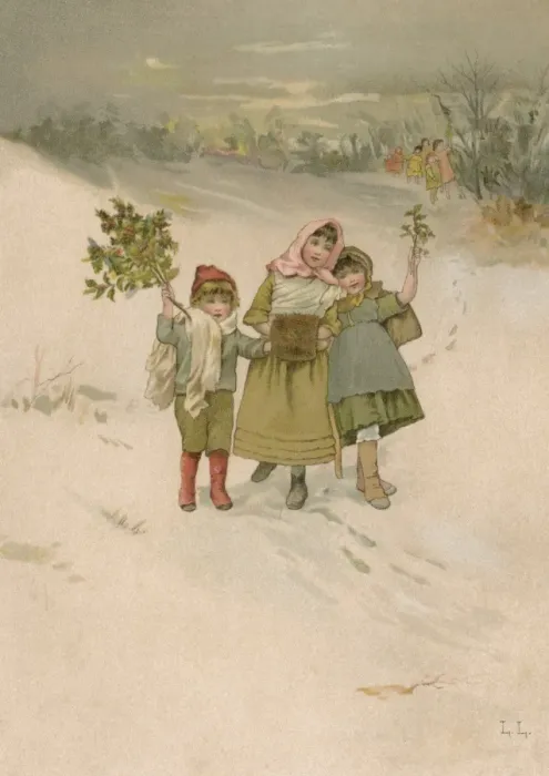 Framed Print : Children with Holly Framed Print : Children with Holly