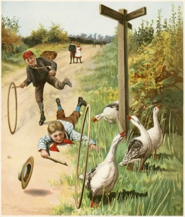 Framed Print : Children  /  Hoops  /  C19Th