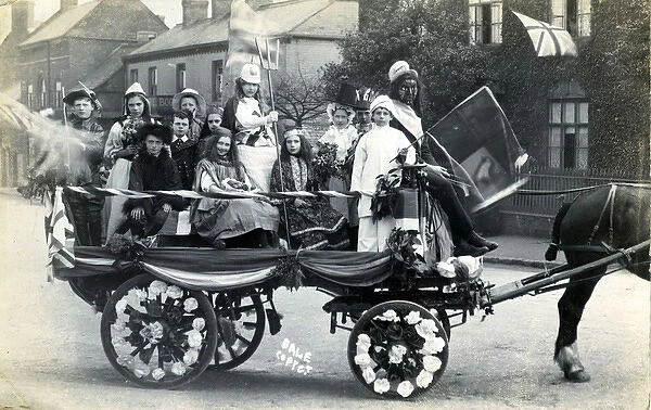 Children on Horse-drawn Carnival Float, Unknown Location