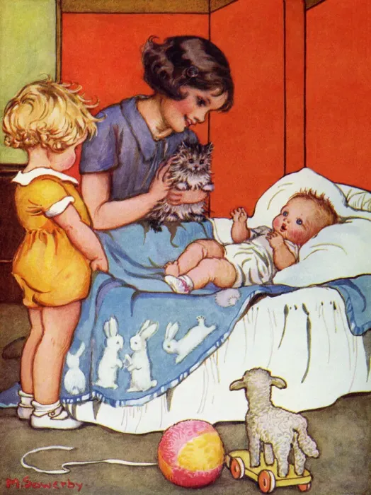 Framed Print : Children and kitten Framed Print : Children and kitten