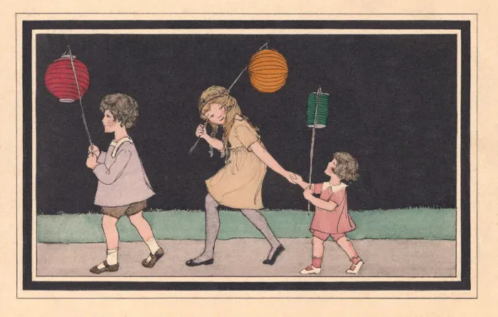 Framed Print : Children with Lanterns Framed Print : Children with Lanterns